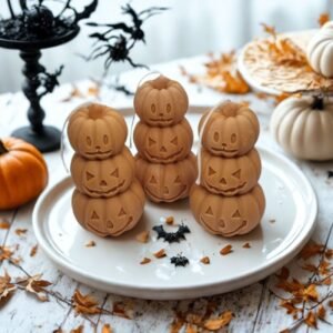 Κερί Ελαιοκράμβης Halloween Πορτοκαλί/Καφέ 3πλή κολοκύθα & άρωμα Salty Caramel
