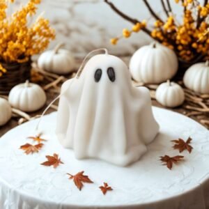 Κερί Ελαιοκράμβης Halloween Λευκό Φαντασματάκι & άρωμα Winter Spice