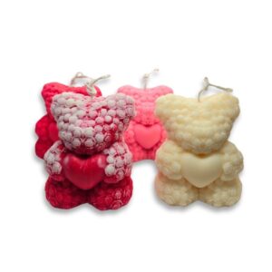 Κερί Ελαιοκράμβης - Αρκουδάκι με τριαντάφυλλα & καρδιά