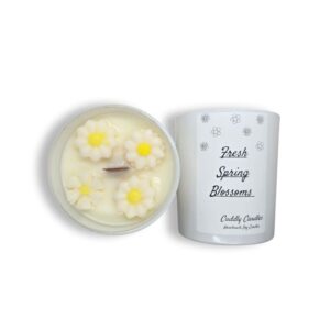 Κερί Σόγιας Fresh Spring Blossoms σε Γυάλινο Λευκό Gloss Ποτήρι