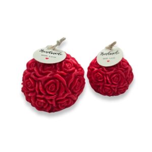 Κερί Ελαιοκράμβης - Κόκκινη μπάλα με τριαντάφυλλα σε 2 μεγέθη