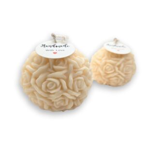 Κερί Ελαιοκράμβης - Λευκή μπάλα με τριαντάφυλλα σε 2 μεγέθη