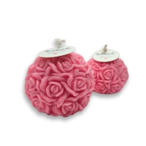 Κερί Ελαιοκράμβης - Ροζ μπάλα με τριαντάφυλλα σε 2 μεγέθη