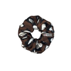 Scrunchie XL Μεταξένια Υφή – Μαύρο & Καφέ
