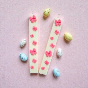 Λαμπάδα αρωματική με ροζ φιόγκους